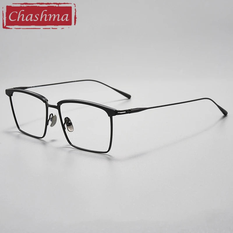 Chashma Ottica Unisex Full Rim Square Brow Line Titanium Eyeglasses 39887