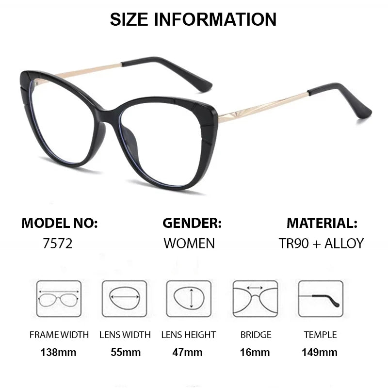 Chashma Women's Full Rim Square Cat Eye Tr 90 Alloy Eyeglasses 75721