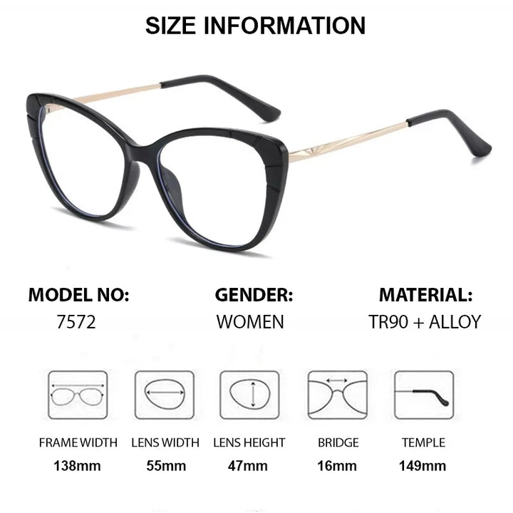 Chashma Women's Full Rim Square Cat Eye Tr 90 Alloy Eyeglasses 75721