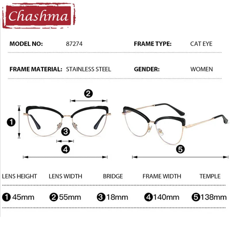 Chashma Women's Full Rim Oval Cat Eye Tr 90 Steel Eyeglasses 687274
