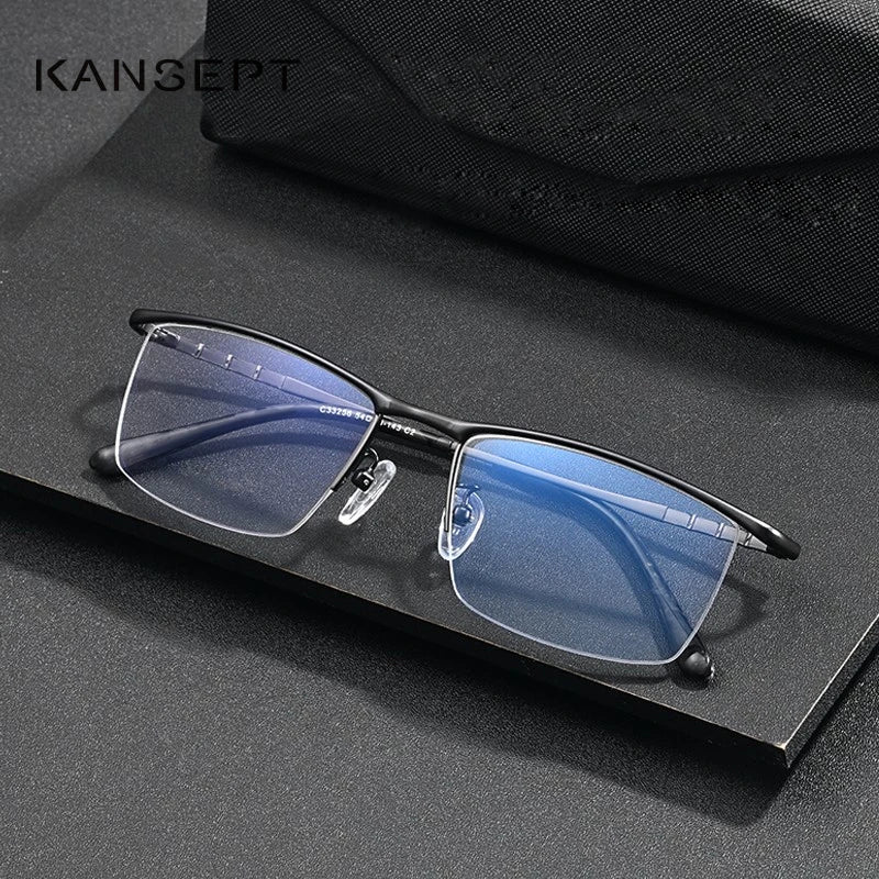 Kansept Men's Semi Rim Brow Line Alloy Reading Glasses 33256 Reading Glasses Kansept   