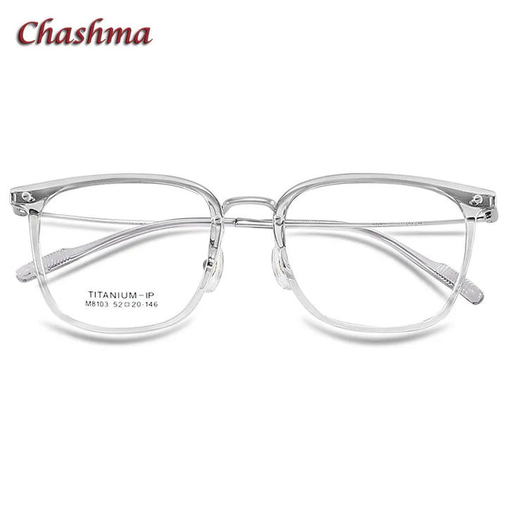 Chashma Ochki Women's Full Rim Square Tr 90 Titanium Eyeglasses 8103 Full Rim Chashma Ochki Trans Gray Silver-C4  