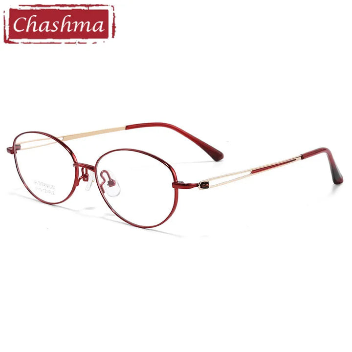 Chashma Women's Full Rim Oval Square Titanium Eyeglasses 19110 Full Rim Chashma Red-Gold  