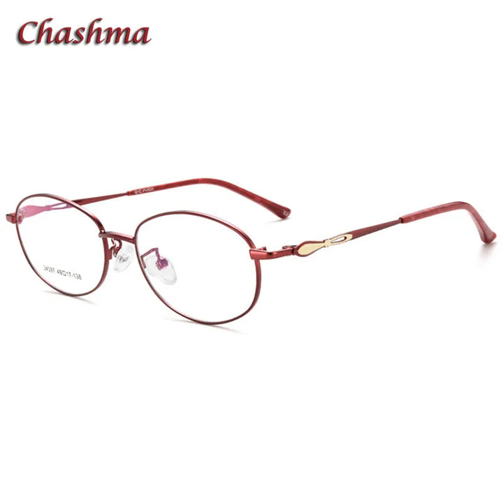 Chashma Ochki Women's Full Rim Oval Stainless Steel Eyeglasses 34397 Full Rim Chashma Ochki Wine Red-C2  