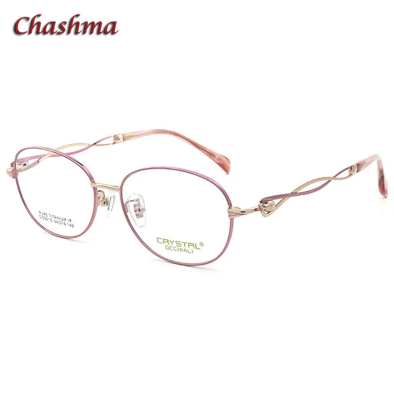 Chashma Ochki Women's Full Rim Oval Titanium Eyeglasses 33613 Full Rim Chashma Ochki Rose Red-Gold  