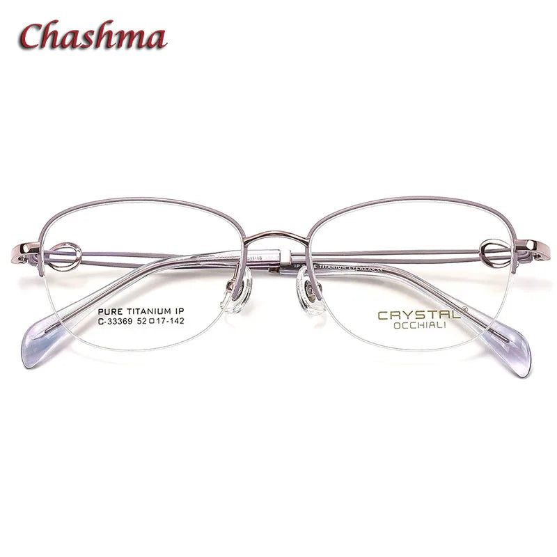 Chashma Ochki Women's Semi Rim Oval Square Titanium Eyeglasses 33369 Semi Rim Chashma Ochki   