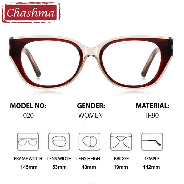 Chashma Ochki Women's Full Rim Cat Eye Tr 90 Titanium Eyeglasses 64020