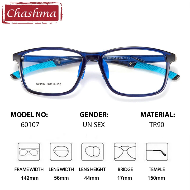 Chashma Ochki Unisex Full Rim Square Tr 90 Titanium Eyeglasses 960107