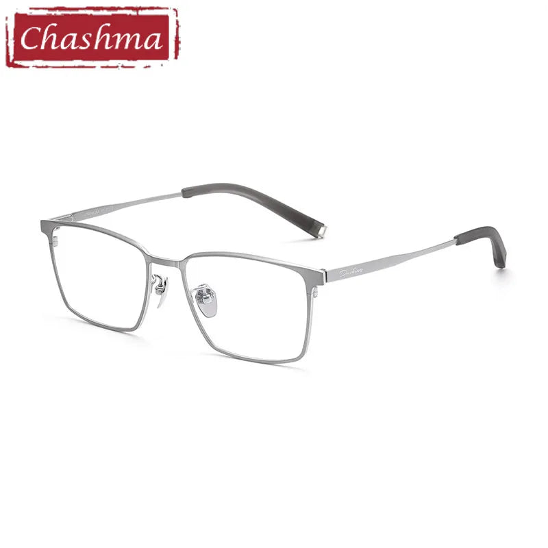 Chashma Unisex Full Rim Square Titanium Eyeglasses 9861 Full Rim Chashma Silver  