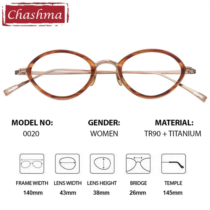 Chashma Ochki Unisex Full Rim Oval Acetate Titanium Eyeglasses 770020