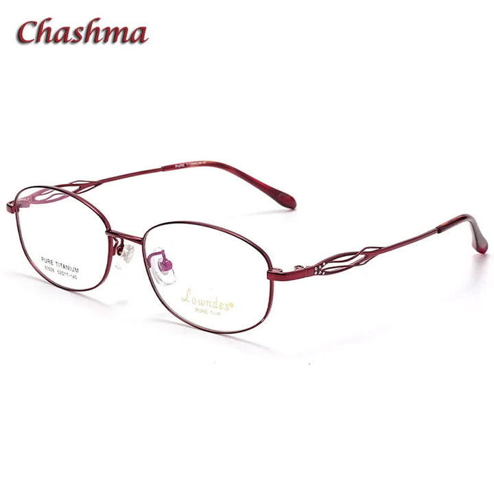 Chashma Ochki Women's Full Rim Oval Square Titanium Eyeglasses 6008 Full Rim Chashma Ochki Red  