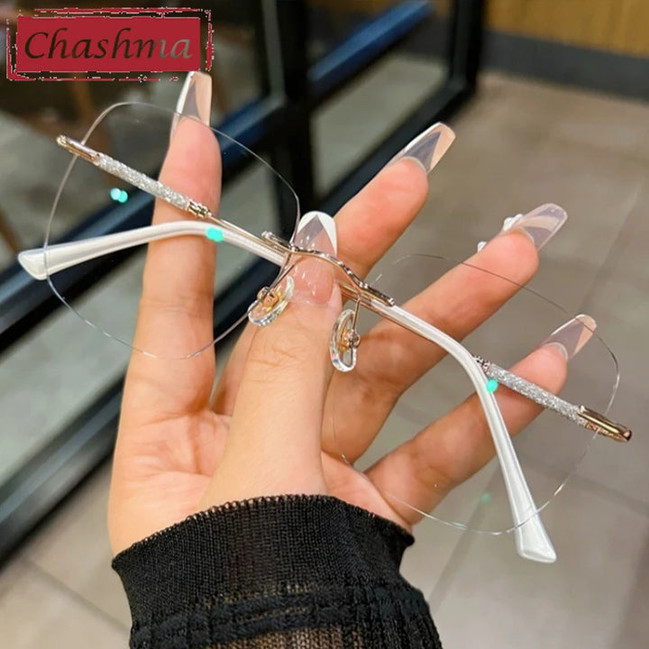 Chashma Women's Rimless Polygon Square Titanium Eyeglasses 112399