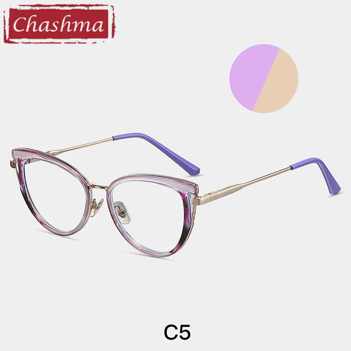 Chashma Women's Full Rim Cat Eye Tr 90 Titanium Eyeglasses 87316 Full Rim Chashma C5  