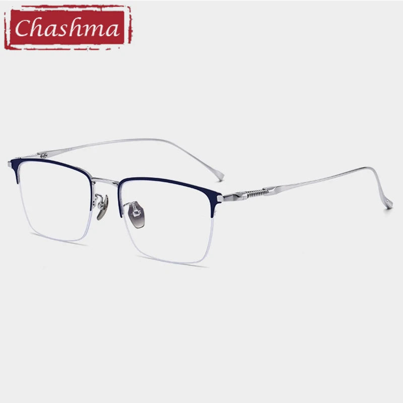 Chashma Ochki Men's Semi Rim Big Square Titanium Eyeglasses 969011