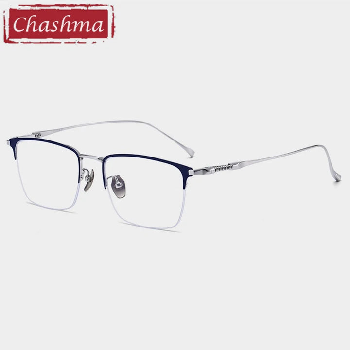 Chashma Ochki Men's Semi Rim Big Square Titanium Eyeglasses 969011