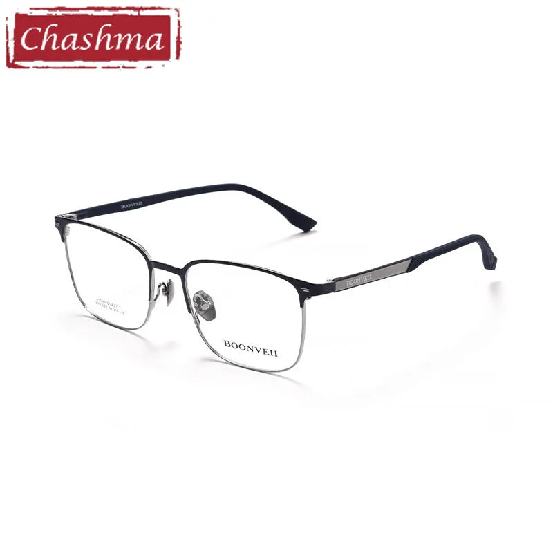 Chashma Unisex Full Rim Big Square Alloy Eyeglasses 61027 Full Rim Chashma Blue-Silver  