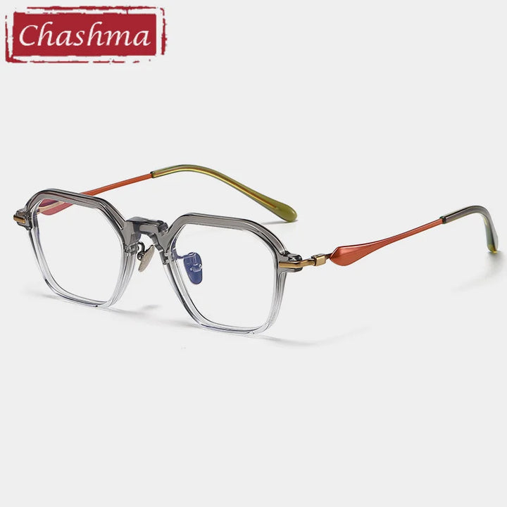 Chashma Unisex Full Rim Polygon Square Acetate Titanium Eyeglasses 36065