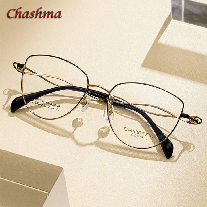 Chashma Ochki Women's Full Rim Cat Eye Titanium Eyeglasses 33380 Full Rim Chashma Ochki   