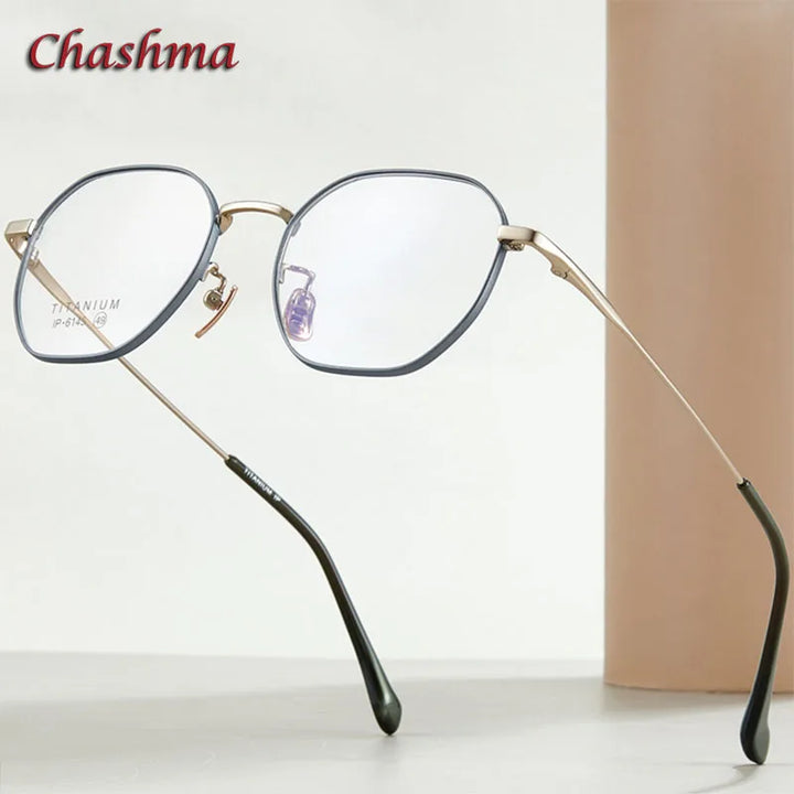 Chashma Ochki Unisex Full Rim Polygon Titanium Eyeglasses 6145 Full Rim Chashma Ochki   