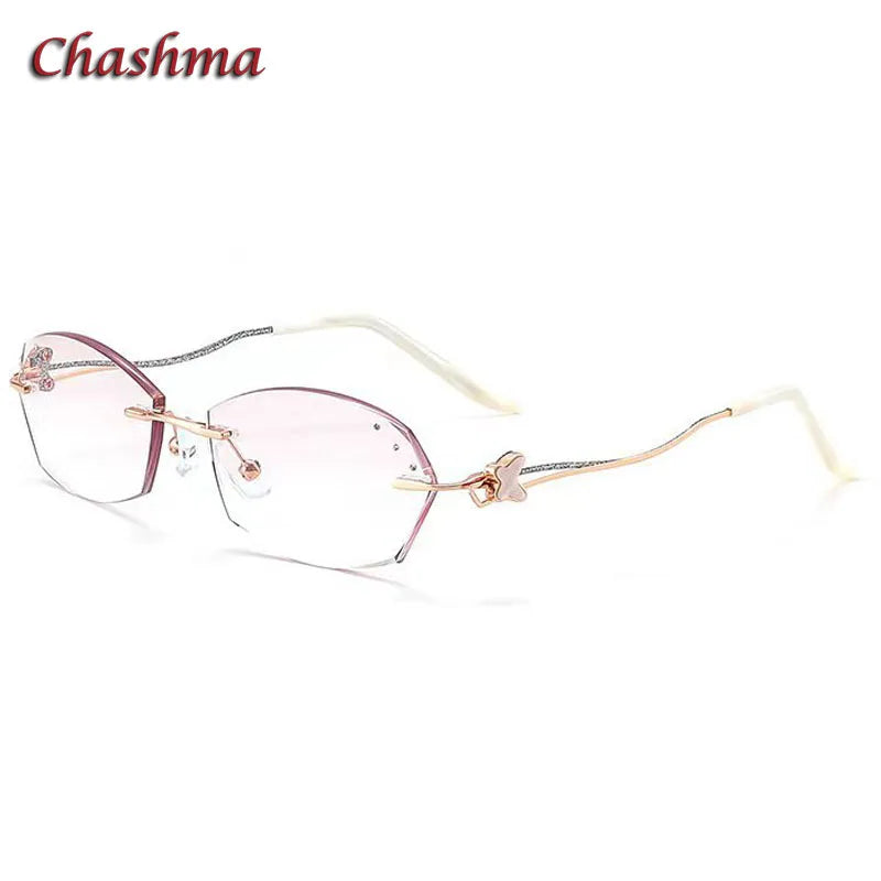 Chashma Ochki Women's Rimless Oval Titanium Eyeglasses 0450 Rimless Chashma Ochki Rose Gold  