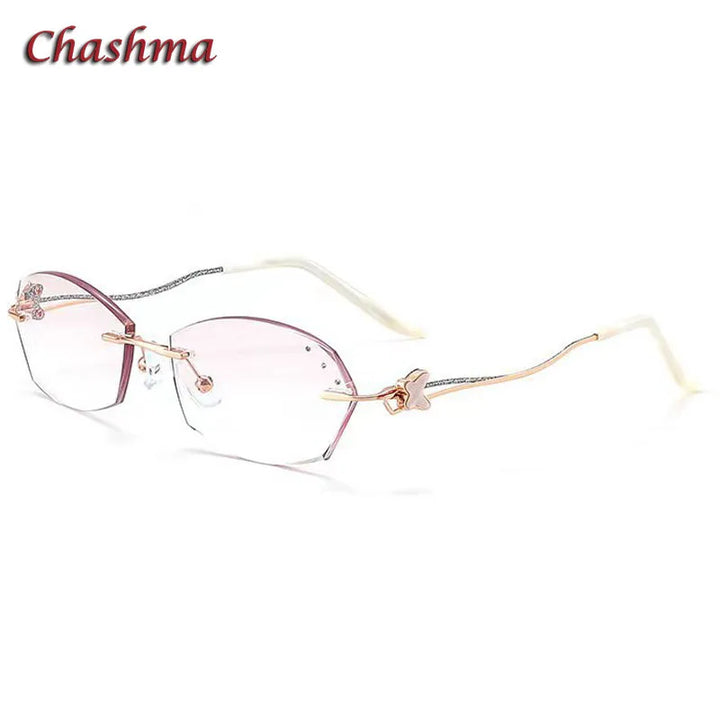 Chashma Ochki Women's Rimless Oval Square Titanium Eyeglasses 54050