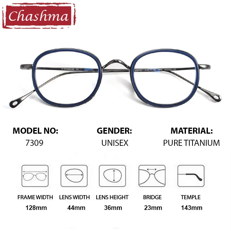 Chashma Unisex Youth's Full Rim Oval Titanium Acetate Eyeglasses 887309