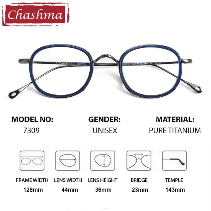 Chashma Unisex Youth's Full Rim Oval Titanium Acetate Eyeglasses 887309