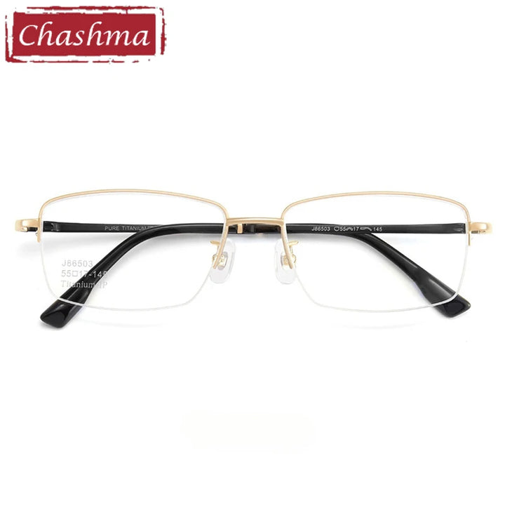 Chashma Ochki Unisex Semi Rim Square Titanium Eyeglasses 986503