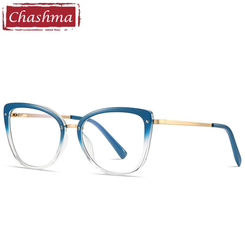 Chashma Women's Full Rim Square Cat Eye Tr 90 Titanium Spring Hinge Eyeglasses Full Rim Chashma Gradient Blue  
