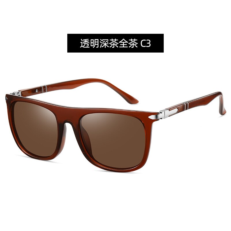 Yimaruili Unisex Full Rim Square Tr 90 Polarized Sunglasses C3055 Sunglasses Yimaruili Sunglasses Dark Tea C3 Other 