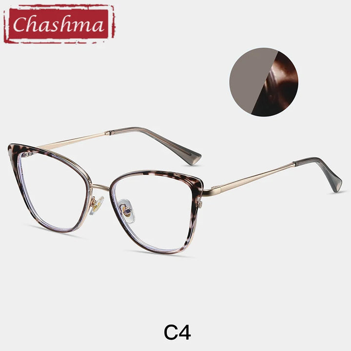 Chashma Women's Full Rim Cat Eye Tr 90 Titanium Eyeglasses 87262 Full Rim Chashma Gray-Leopard  