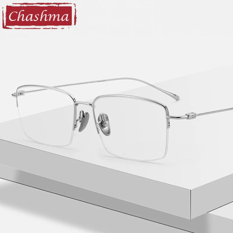 Chashma Unisex Semi Rim Square Titanium Eyeglasses 177503 Semi Rim Chashma   