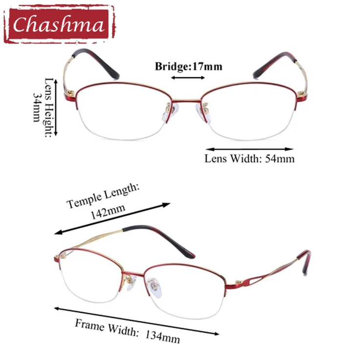 Chashma Women's Semi Rim Oval Square Titanium Eyeglasses 770662