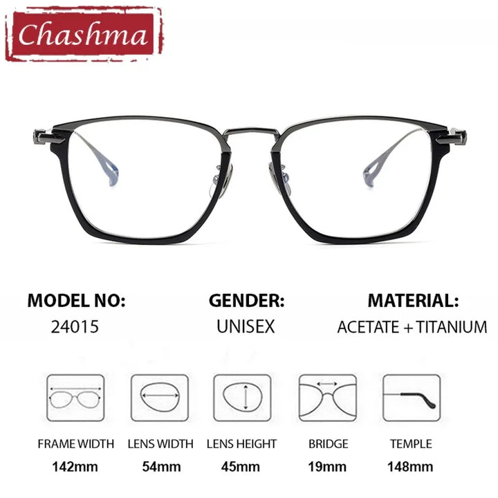 Chashma Unisex Full Rim Square Acetate Titanium Eyeglasses 24015