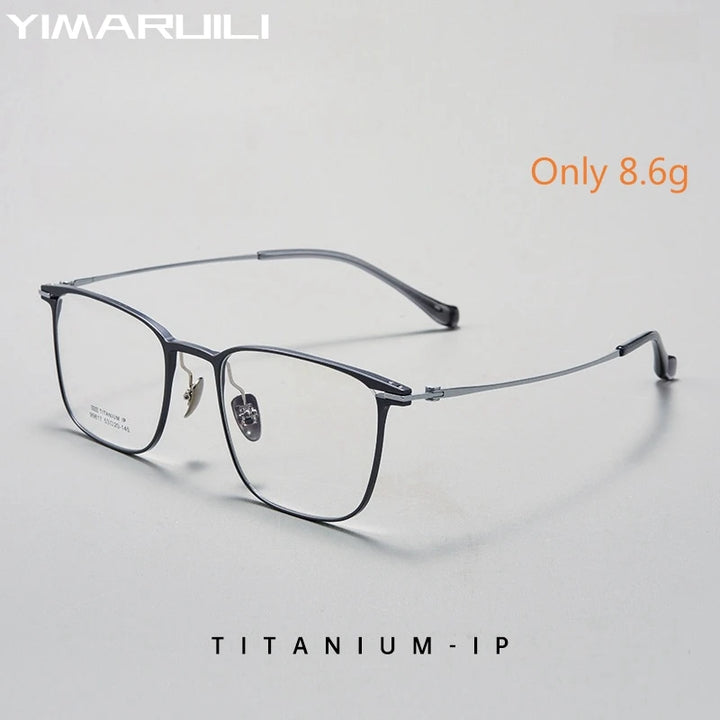 Yimaruili Men's Full Rim Square Titanium Eyeglasses 41726 Full Rim Yimaruili Eyeglasses