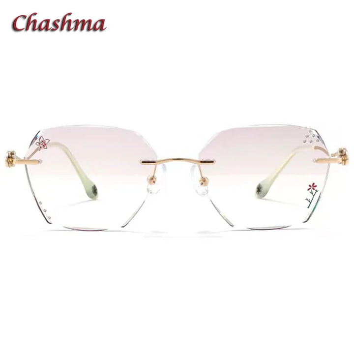 Chashma Ochki Women's Rimless Flat Top Polygon Titanium Eyeglasses 2611 Rimless Chashma Ochki   