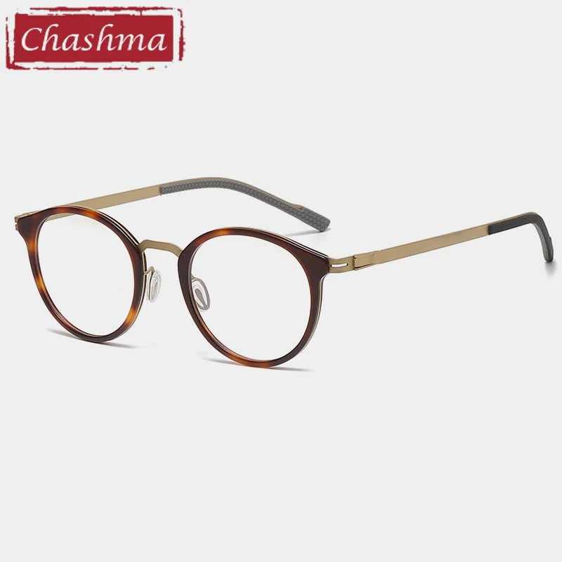 Chashma Unisex Full Rim Round Acetate Titanium Eyeglasses 39606