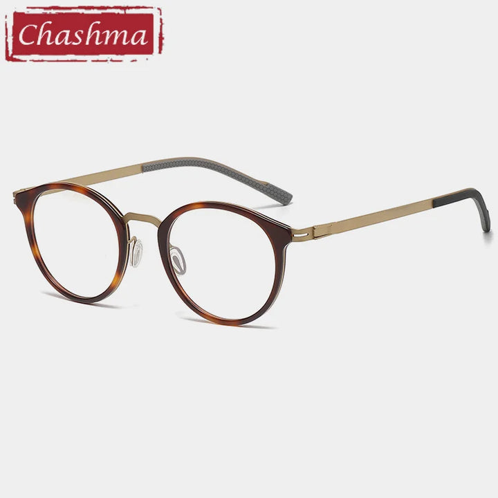 Chashma Unisex Full Rim Round Acetate Titanium Eyeglasses 39606