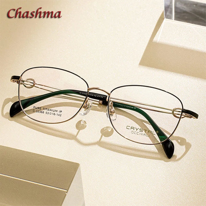 Chashma Ochki Women's Full Rim Square Titanium Eyeglasses 33368 Full Rim Chashma Ochki   