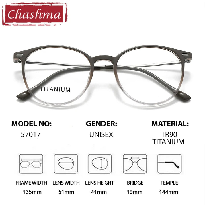 Chashma Ochki Women's Full Rim Round Tr 90 Titanium Eyeglasses 57017