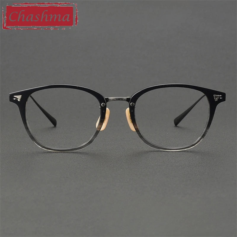 Chashma Ochki Unisex Full Rim Square Acetate Titanium Eyeglasses 936548