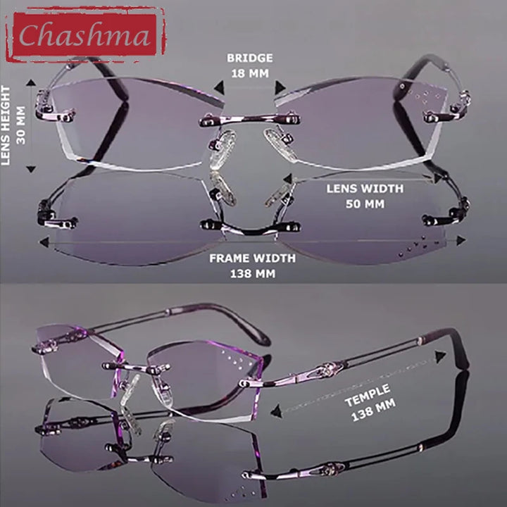 Chashma Ottica Women's Rimless Square Titanium Eyeglasses 411005
