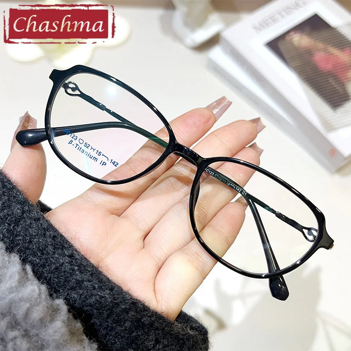 Chashma Ottica Women's Full Rim Oval Tr 90 Titantium Eyeglasses 37123