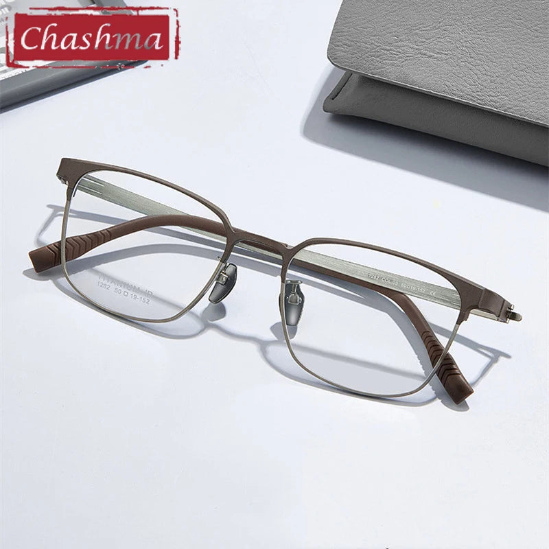 Chashma Ottica Unisex Full Rim Square Titanium Eyeglasses 411282