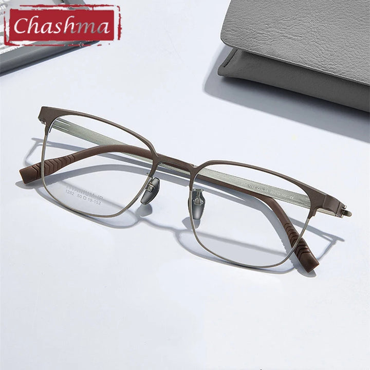 Chashma Ottica Unisex Full Rim Square Titanium Eyeglasses 411282