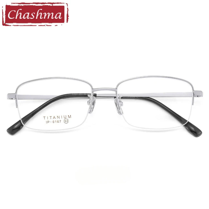 Chashma Ochki Unisex Semi Rim Square Titanium Eyeglasses 966167