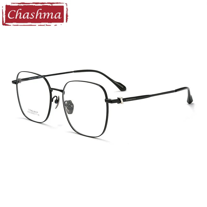 Chashma Unisex Full Rim Square Titanium Eyeglasses 61038 Full Rim Chashma Black  