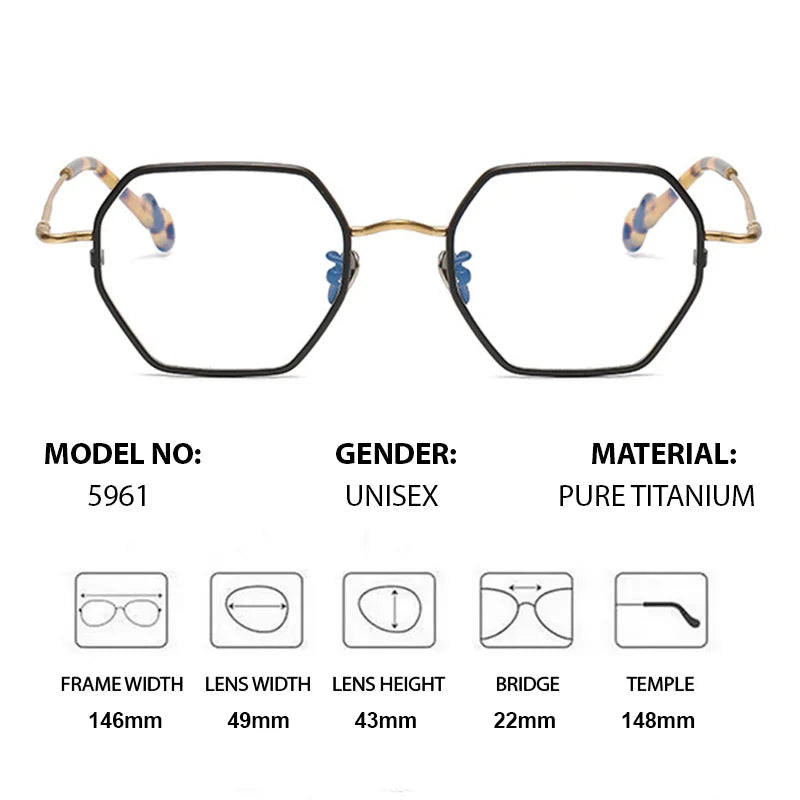 Chashma Unisex Full Rim Hexagon Square Titanium Eyeglasses 35961