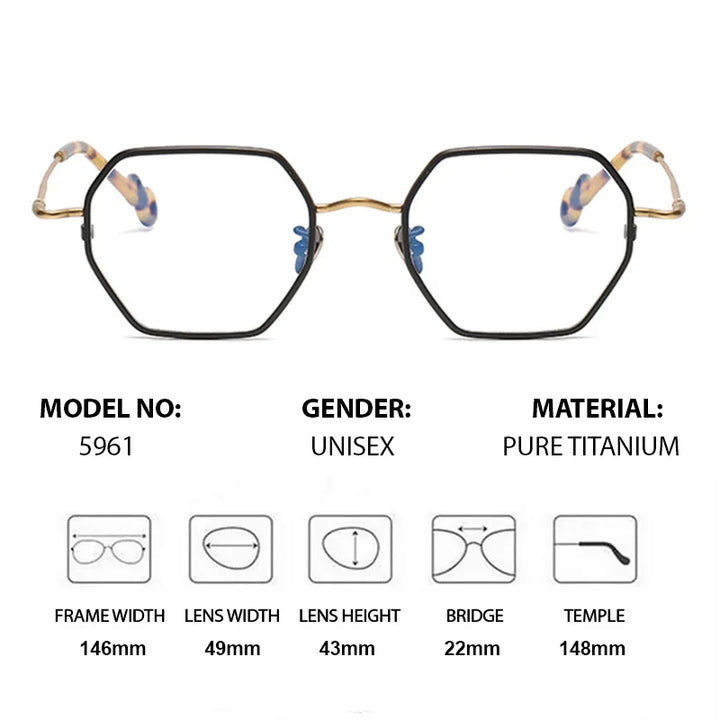 Chashma Unisex Full Rim Hexagon Square Titanium Eyeglasses 35961