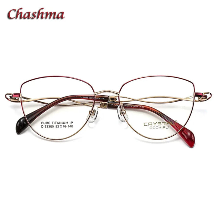 Chashma Ochki Women's Full Rim Cat Eye Titanium Eyeglasses 33380 Full Rim Chashma Ochki   